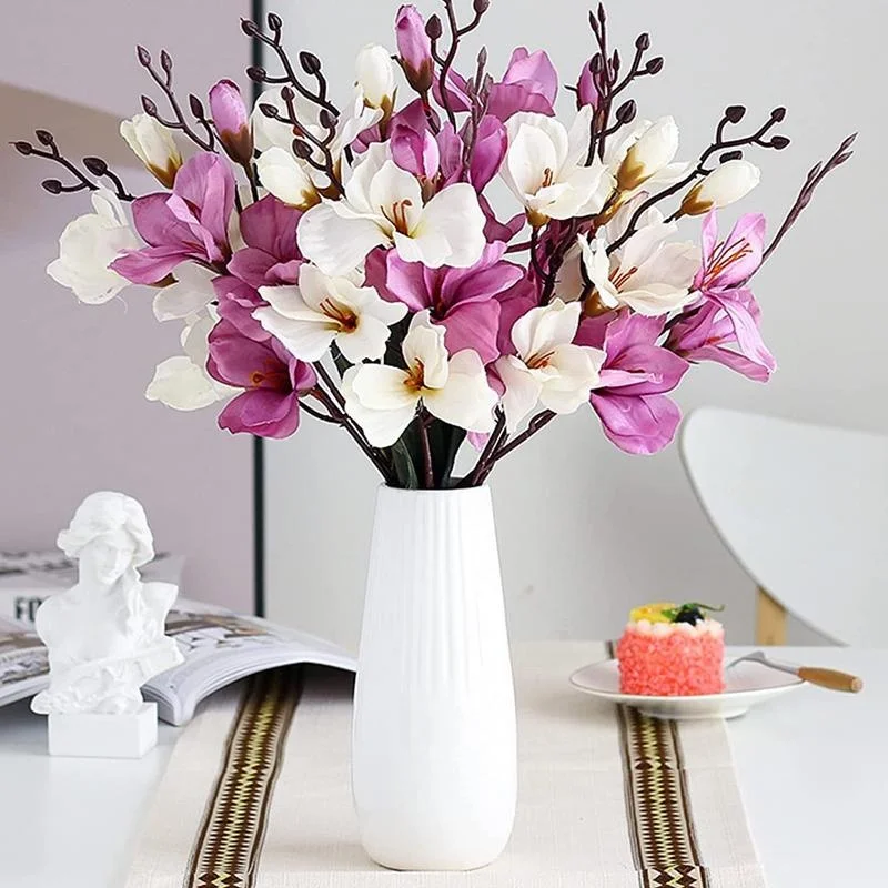 

5 Forks 20 Heads Simulation Bouquet Magnolia Home Decoration Flower Photography Props Flower Wedding（1 bundles ）
