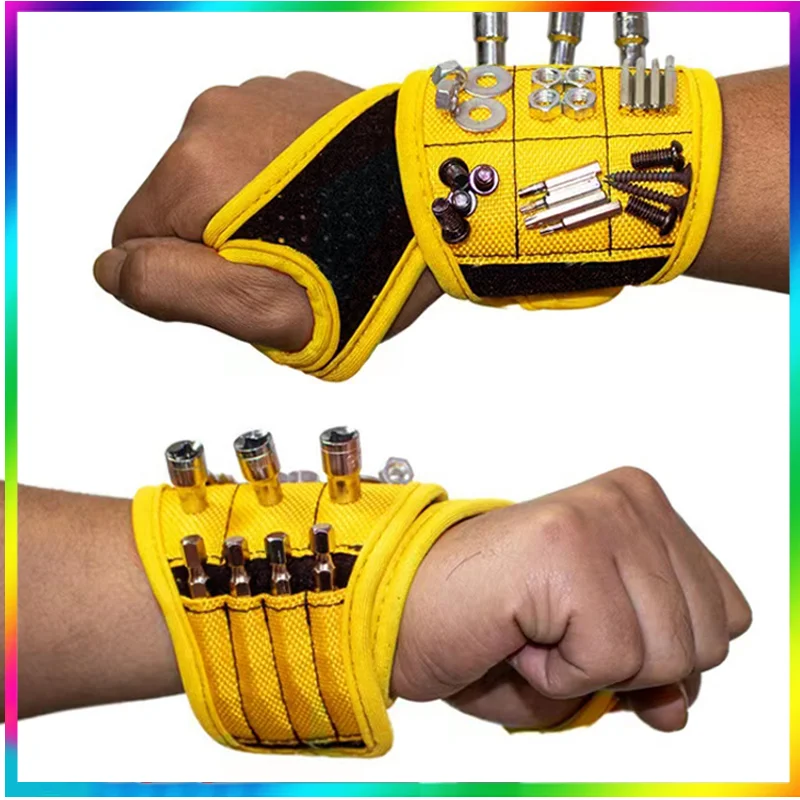 Magnetic Wristband with Strong Magnets Holds Nails, Drill Bit. Gift for Father, Boyfriend. Belt Screw Holder Tool Storage Wrist