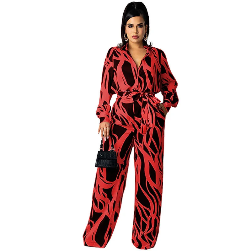 Cutubly Loose Casual Office Lady Woman Jumpsuit White Rompers Overalls Pants Elegant Outfits New 2023 Printing Fashion Jumpsuits