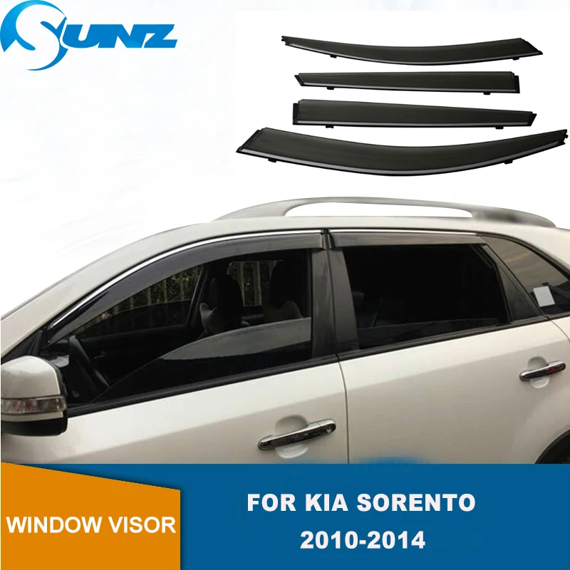 

Side Window Deflectors For Kia Sorento 2010 2011 2012 2013 2014 4pcs Window Sun Vent Visor Rain Guards Window Visor SUNZ