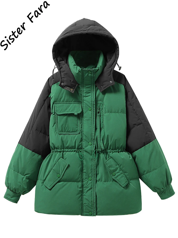 

ew Winter Women Lightweight 90% White Duck Down Coat Thick Warm Long Sleeve Loose Puffer Jacket Pocket Snow Parkas
