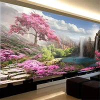 sakura tree waterfall 5d diy diamond art painting kits diamond embroidery modern landscape cross stitch living room home decor