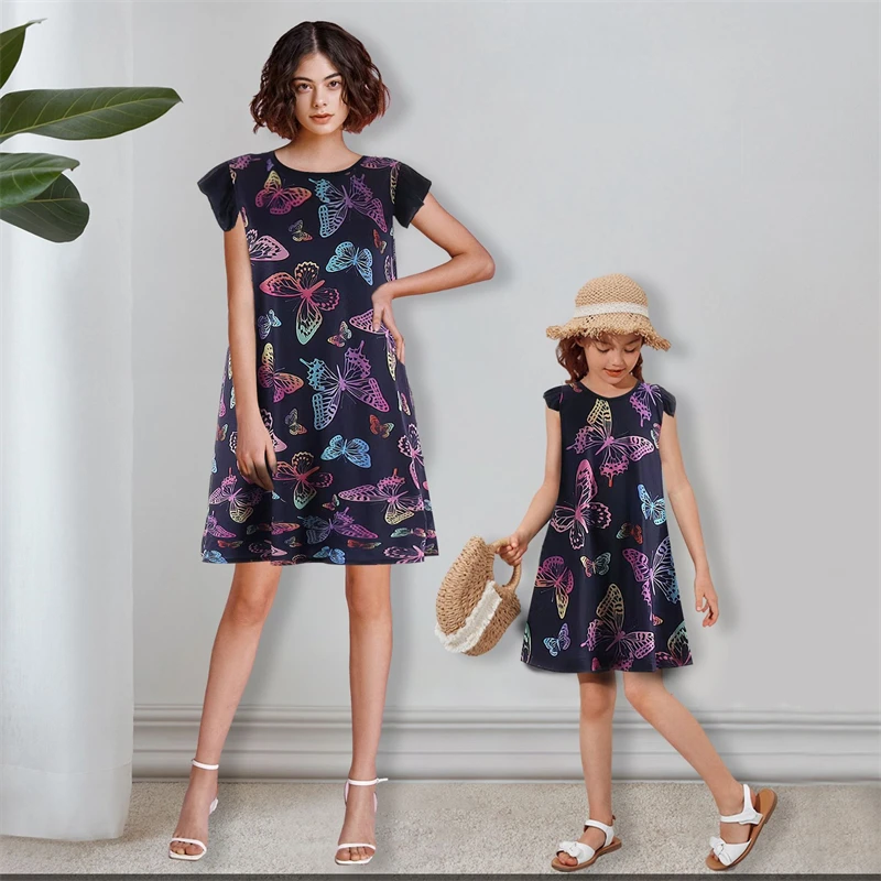 

ПСЖ комплект на День Матери 2022 для родителей и детей сочетающийся семейный образ для мамы и дочери Одинаковая одежда платье для девочек дет...