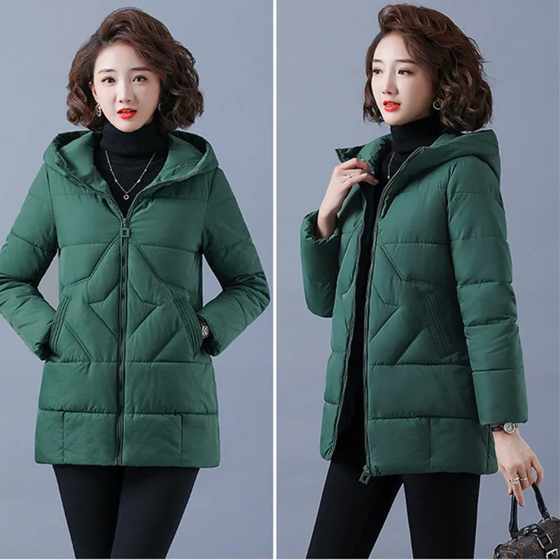 2023 Winter Women Jacket Warm Parkas Female Thicken Coat Cotton Padded Long Hooded Outwear Plus Size Loose Women Snow Jacket