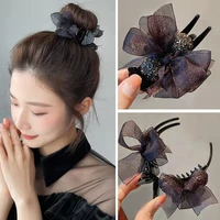 korean bow hair claw crabs large for ponytail bun hair clamps black color clips hairpin fashion headdress accessories gifts