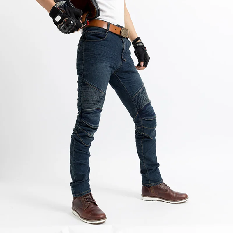 Mens Jeans Knight Pants Motorcycle Jeans Racing Pants Anti-fall Cross-country Motorcycle Winter Moto & Biker Full Length Pants