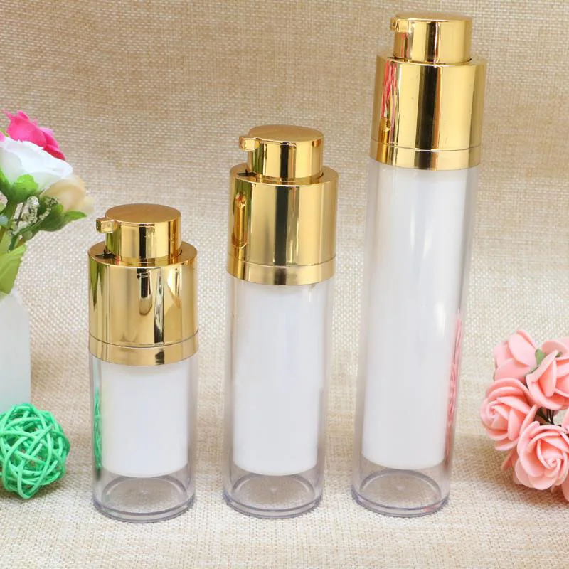 Вращающаяся безвоздушная бутылка 30 мл с золотым/серебряным насосом для