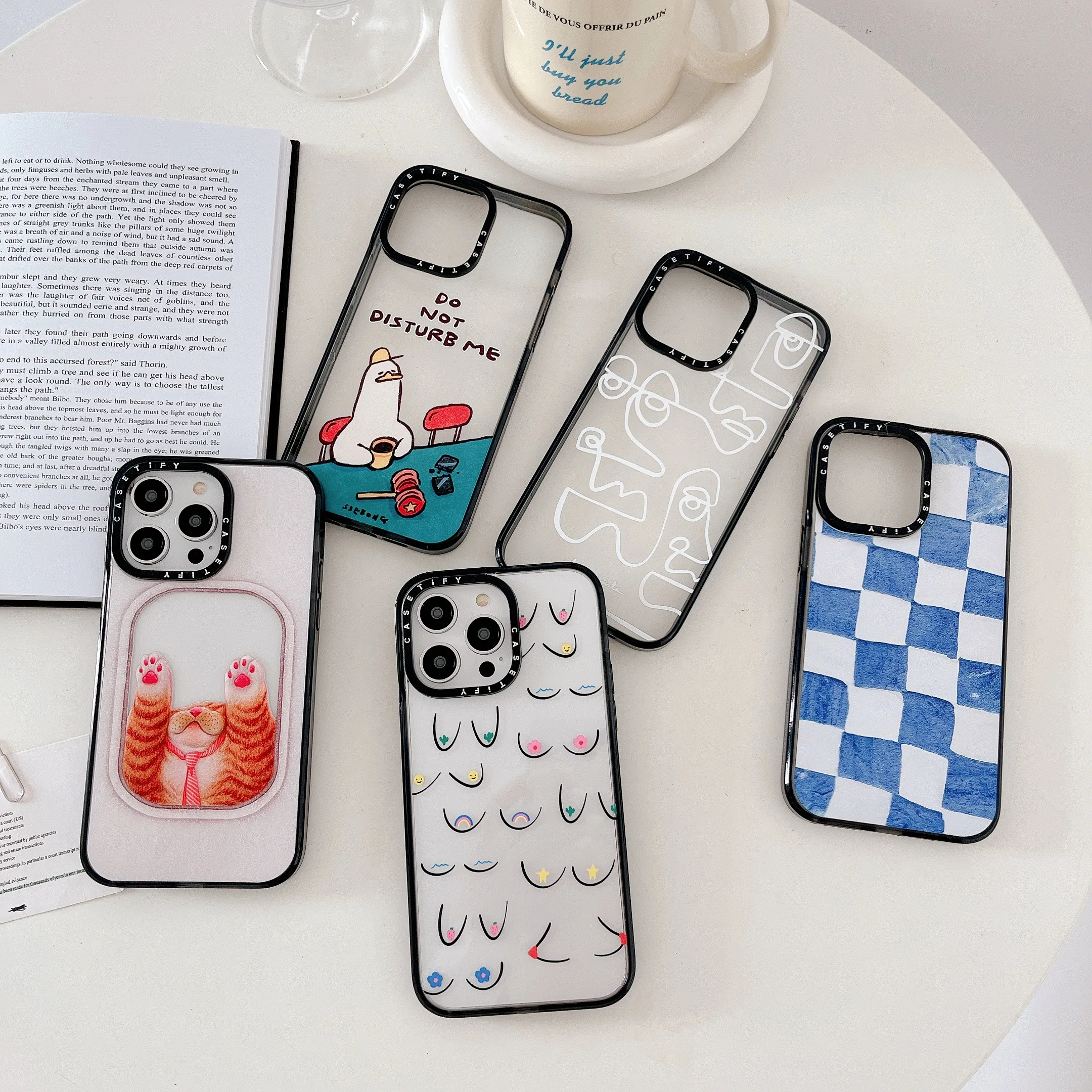 

CASETIFY doodle cute cat Phone Cases For iPhone 14 13 12 11 Pro Max Back Cover