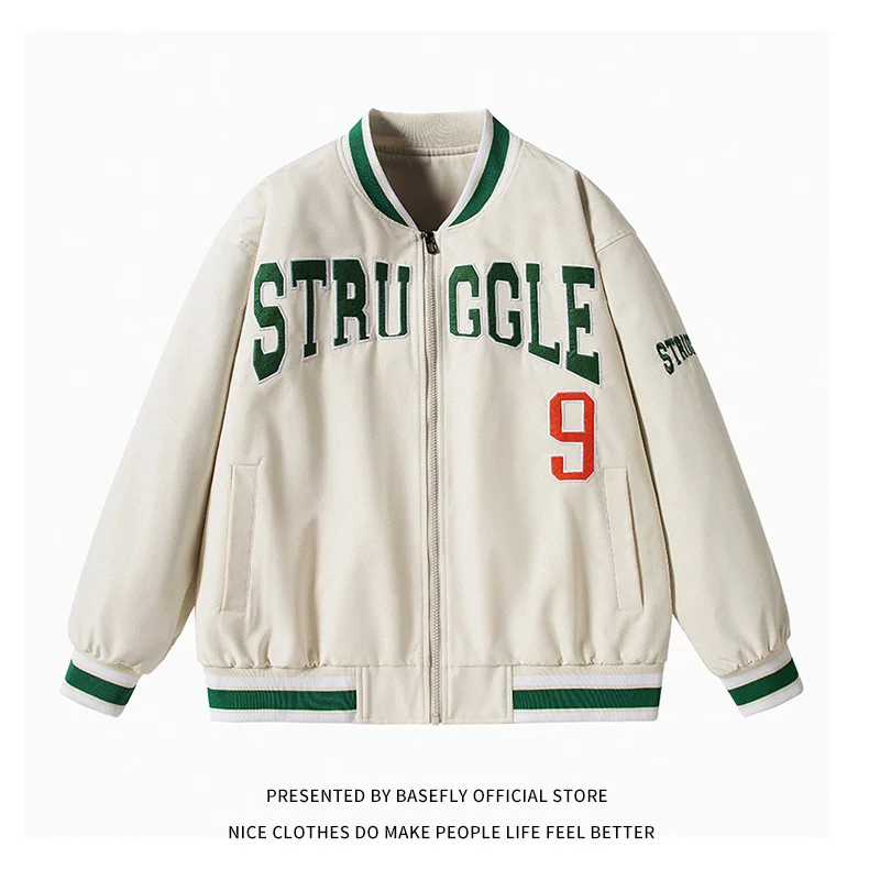 

Light Embroidery Autumn Thin New Stadium Spring Award Men's Baseball Bomber Jacket Unisex Women's Varsity Coat Street College