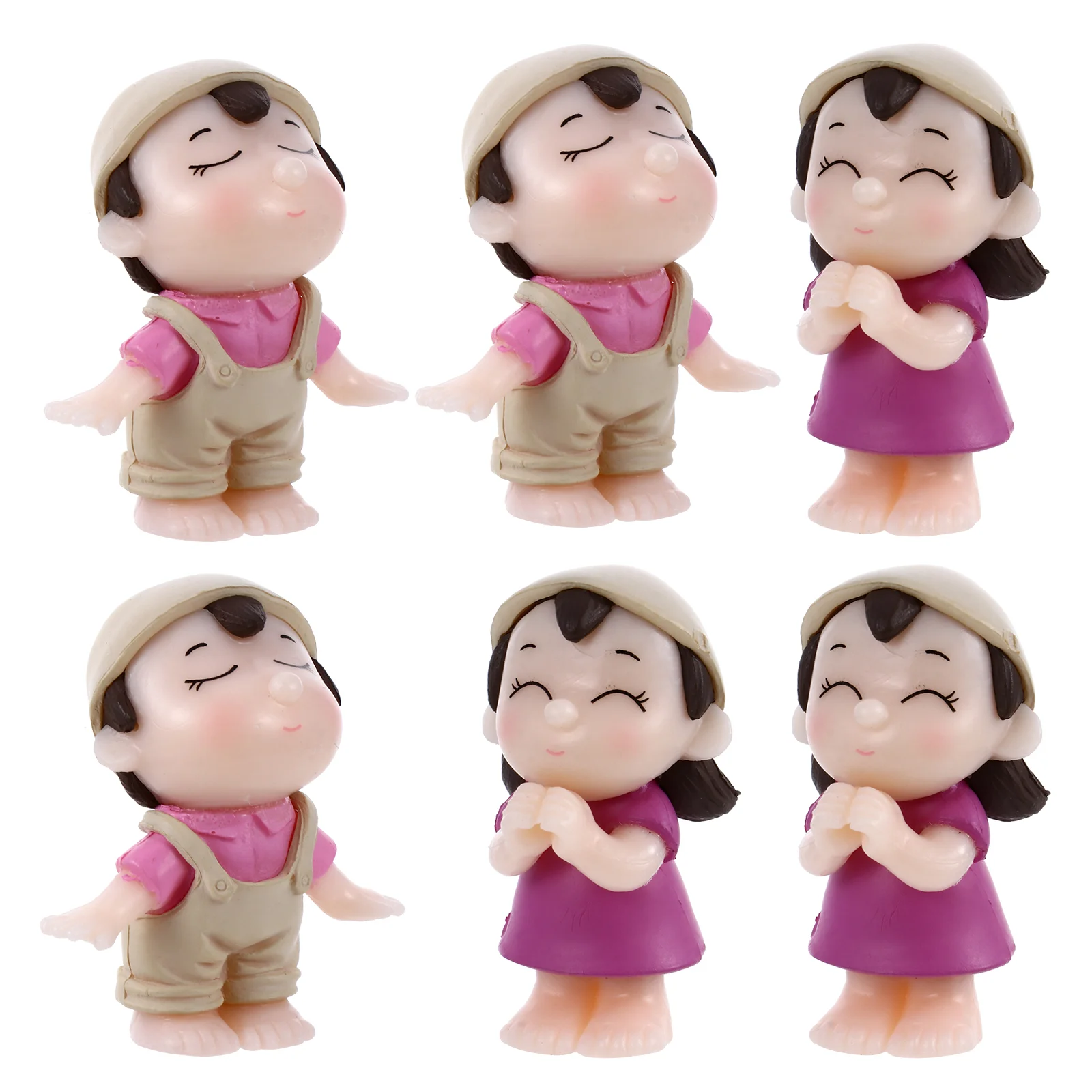 

3 Pairs Adorable Miniature Desktop Ornaments Farmer Couples Mini Crafts