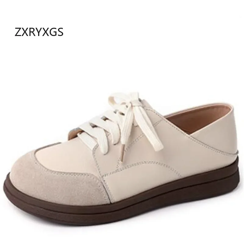 ZXRYXGS Женская обувь из натуральной кожи с цветным заклинанием туфли на плоской