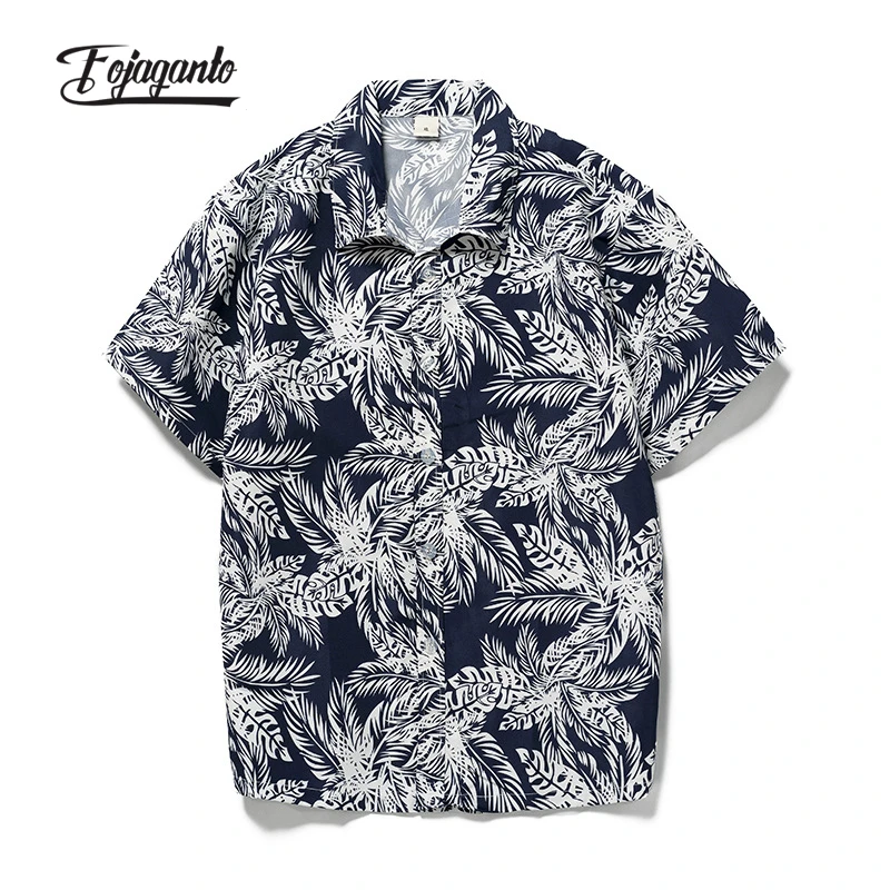 

FOJAGANTO Men's Summer New Short-Sleeve Shirts Trend Fashion Retro Printed Shirts Holiday Style Loose Beach Shirts for Men