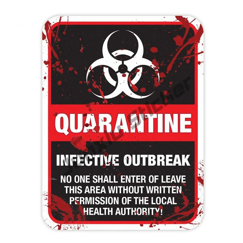 

Creative Car Sticker Zombie Warning Quarantine Infected Area Caution Accessories Sunscreen PVC Decal for Turk Car Decal KK10cm