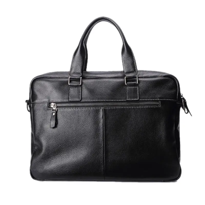 Business Men 100% Genuine Leather Briefcase Large Capacity Handbag Cowhide Laptop Shoulder Bag Tote File Bag For MaleF