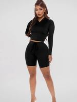 sweat suits lounge outfits matching sets workout two piece set tracksuit women corset waist hooded crop top biker shorts