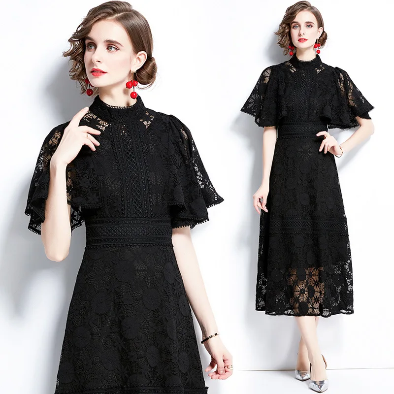 

Summer New Women's Slim Fit Dresses Show Thin And Fashionable Style In Black Dresses With Waist Wrapped Long Dress Party