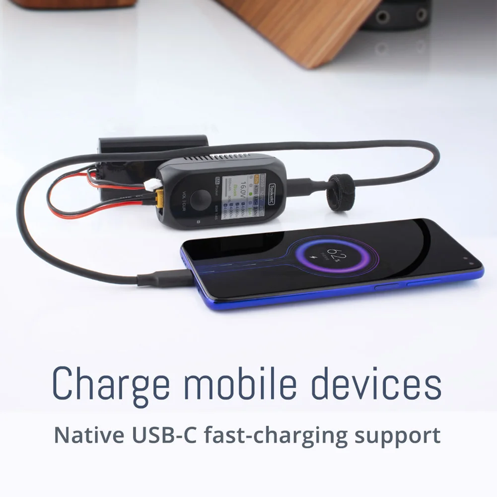 Фото ToolkitRC M4 Pocket DC 80W 5A XT30 XT60 Вход USB-C Входное/выходное зарядное устройство для 1-4S LiPo батареи Функция быстрого зарядного устройства №3