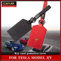 2021 leather key card protective cover for tesla model 3 y s x 2022 accessories card key set holder case key bag clip three