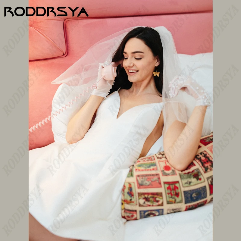 Короткое атласное свадебное платье RODDRSYA для женщин