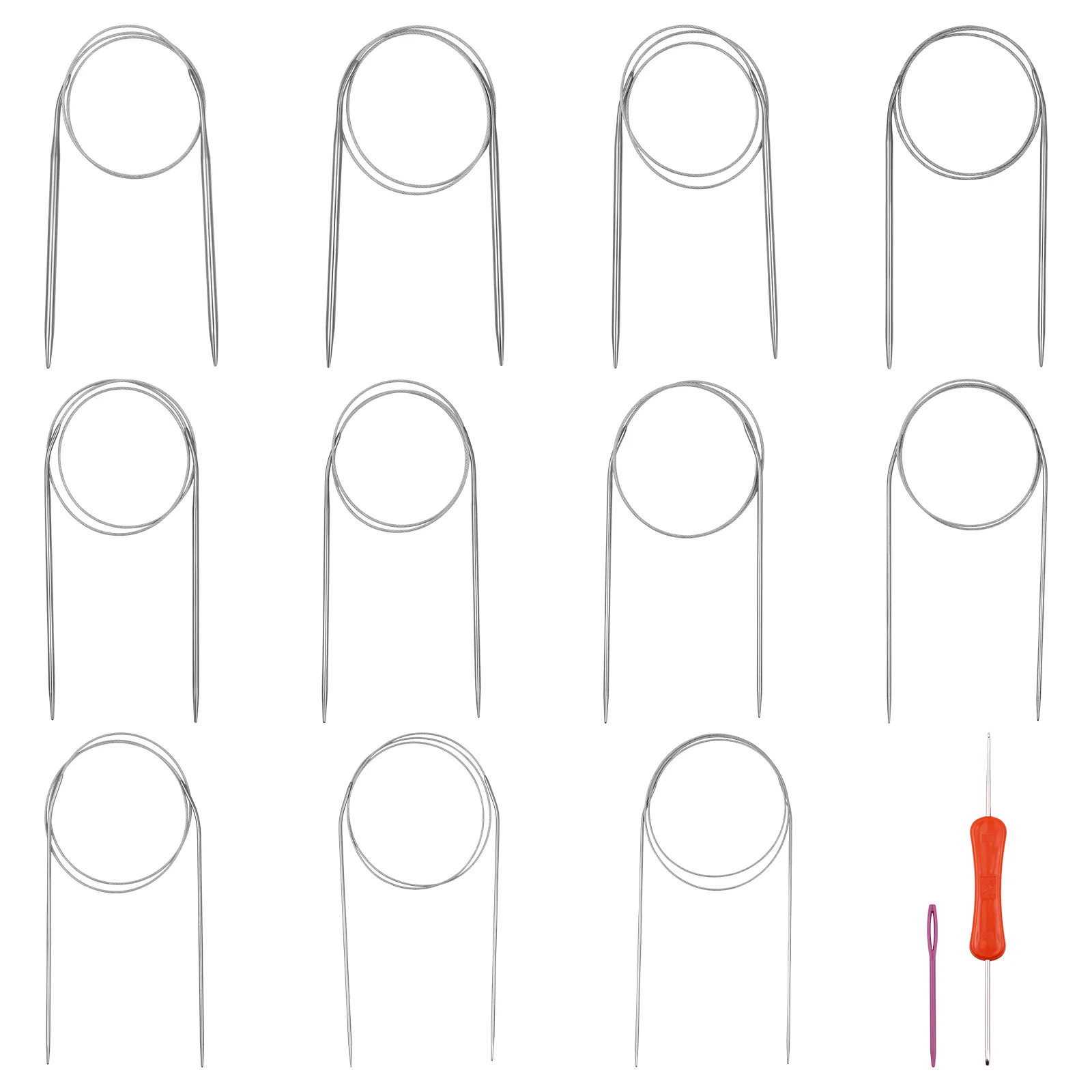 

Knitting Circular Crochet Needle Stainless Steel Set Metal Lace Yarn Cable Sewing Professional