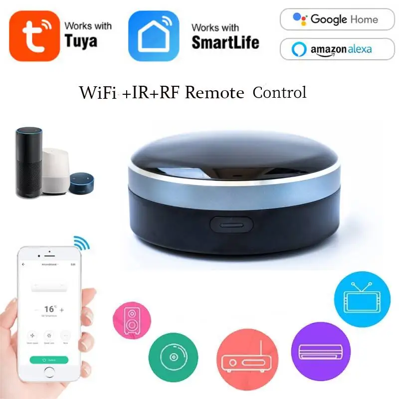 

Tuya Smart Life WiFi+Bluetooth Radio Frequency RF433 Infrared Remote Universal Remote Controller Work With Alexa Google Home