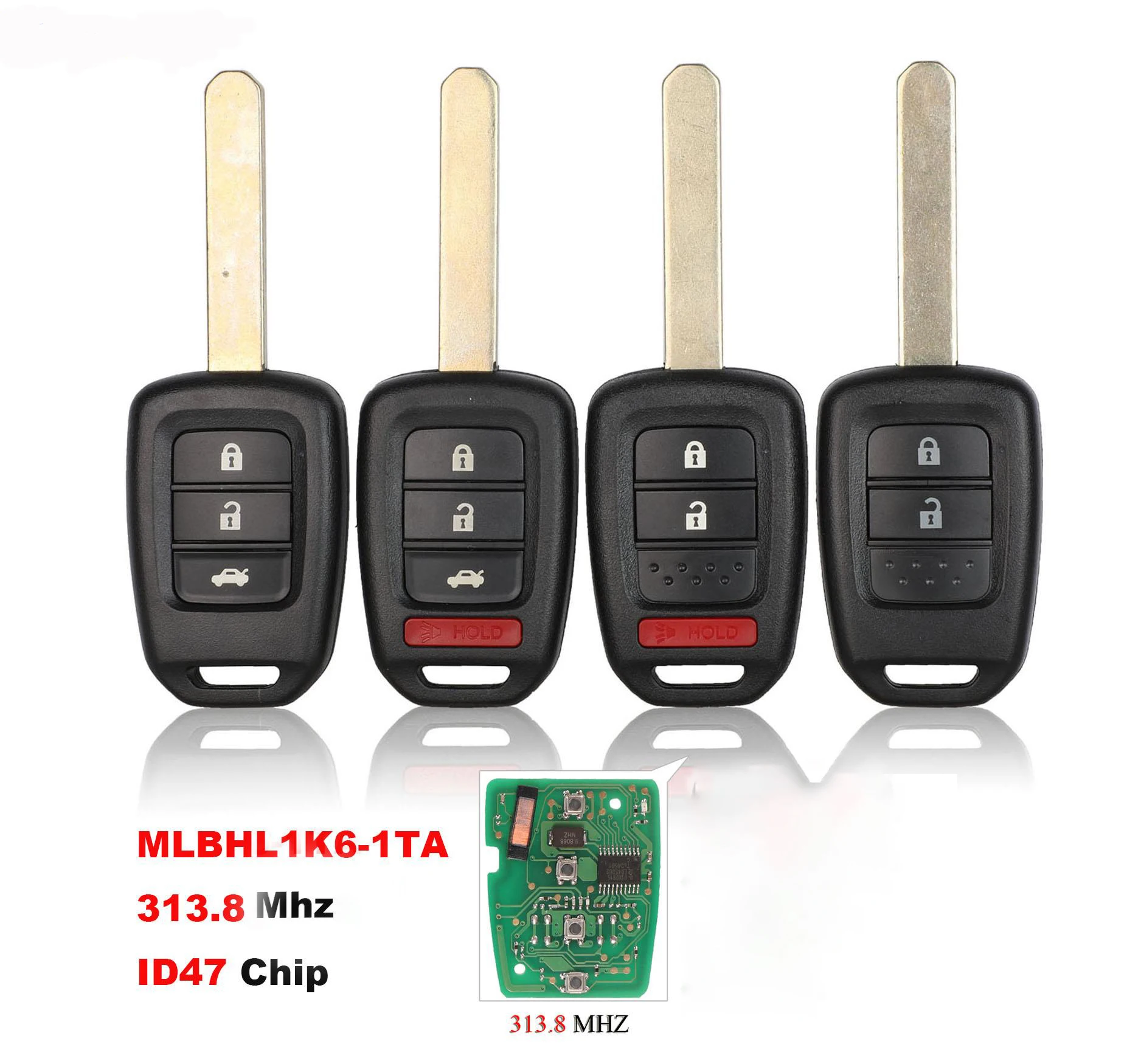 

Car Key PCF7961 Chip Remote Key Fob For Honda 2013-2015 CRV 2013-2017 Accord Civic Fit MLBHLIK6-1TA ID47 313.8 Mhz