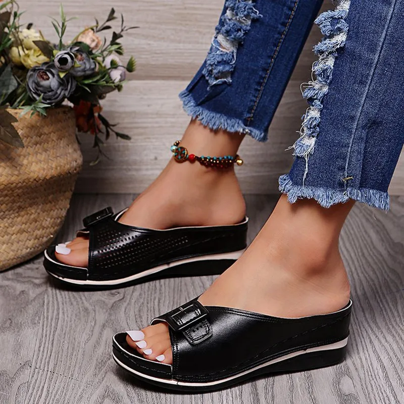 Summer new sandals women's outer wear thick bottom wedge heels women's casual fashion women's shoes