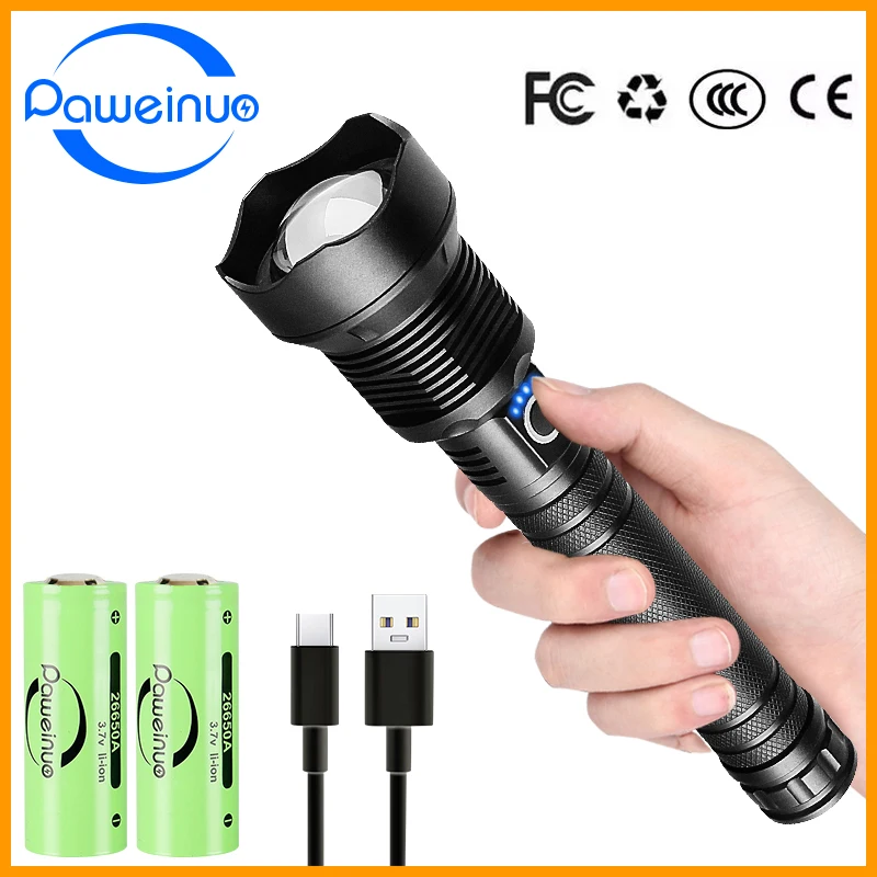 2022 Newly Ultra Bright Led Flashlight XHP360 Powerful Flash Light Usb Outdoor Camping Torch Rechargeable Lamp Tactical Lantern