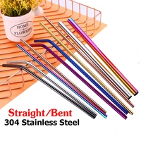 stainless steel colorful straws reusable drinking straw straws straightelbow pipe with cleaner brush set party bar accessories