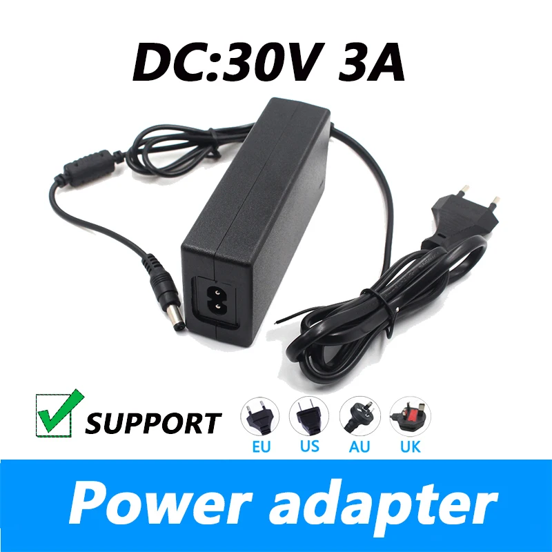 

Адаптер питания постоянного тока 30 в 3 А, импульсный источник питания постоянного тока, Регулируемый источник питания, вилка стандарта Великобритании, вилка стандарта Австралии, 5,5*2,1 мм