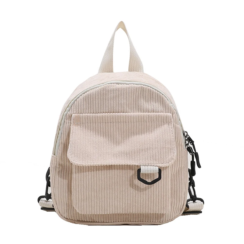 

Fashion Women Mini Backpack Solid Color Corduroy Small Backpacks Simple Casual Student Bookbags Traveling Backpacks 2023