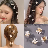2022 new fashion mini pearl hair claws for women korean small flower clips set hair accessories gold crab girls headwear wedding
