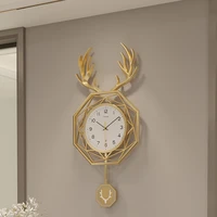 luxury minimalist wall clock living room deer large silent metal wall clock modern design reloj pared grande room decor
