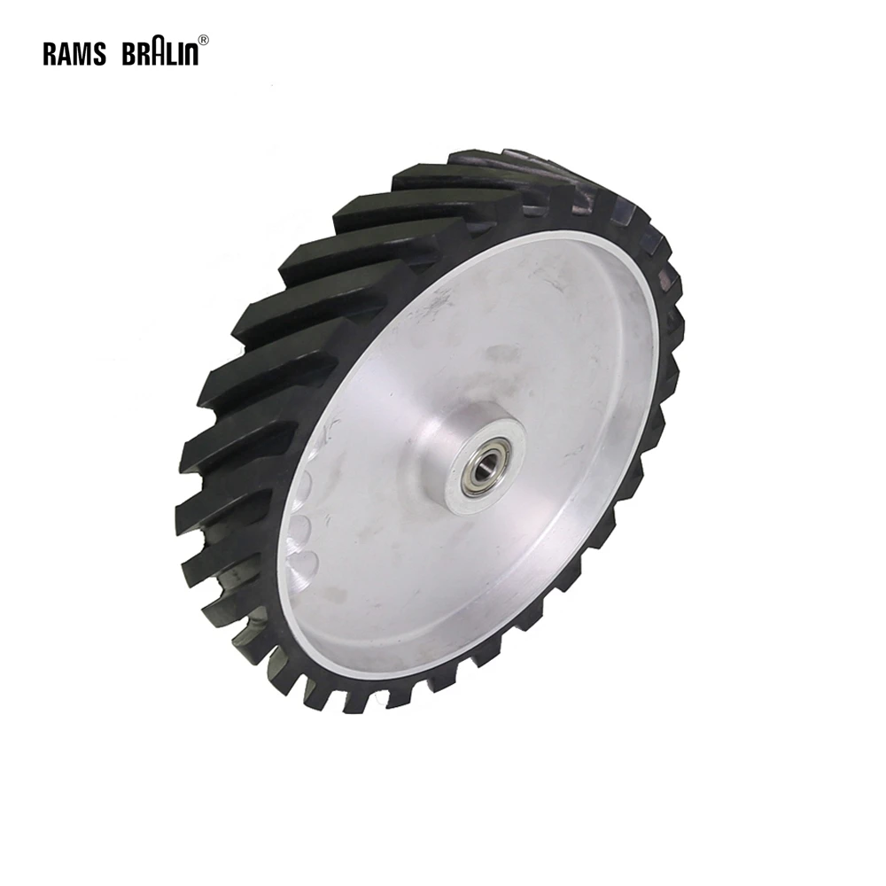 300*50mm Grooved Rubber Contact Wheel 12"x2" Dynamically Balanced Belt Grinder Part for Metal Grinding