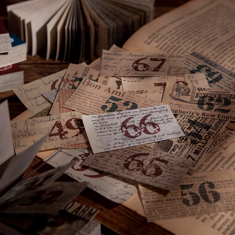 

100 Pcs Vintage Numbers Bill Series Material Paper Decorative Stationery Scrapbooking Diary Album Lable Junk Journal Planner