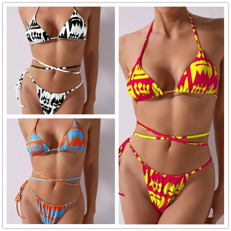 

Сексуальное бикини 2022, купальник, купальник с цветочным принтом, женский купальный костюм, комплект бикини с высокой талией, пляжная одежда, стринги