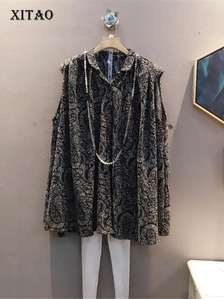 

XITAO Print Pattern Dress Vintage Small Fresh Single Breast Sleeveless Minority Elegant 2022 Summer Minority Loose Dress WMD6964