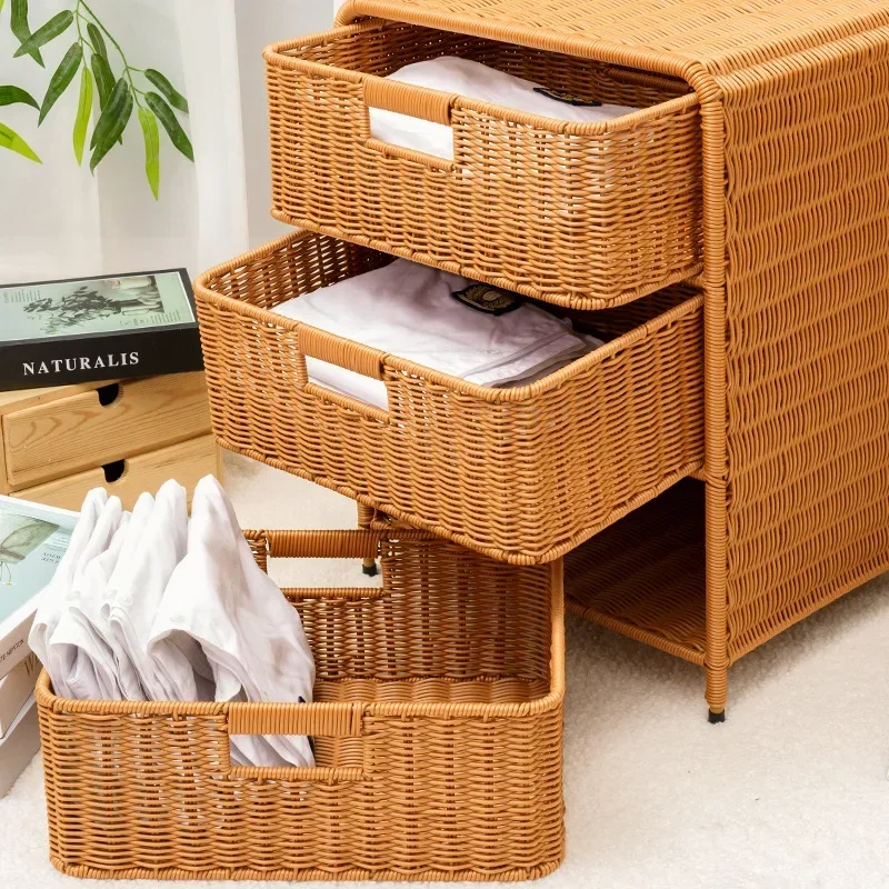 Прикроватный столик в скандинавском стиле двухслойный для хранения с выдвижным