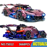 t5012 3668pcs high tech rc electroplating purple apolloed super sports car model building blocks moc bricks toys christmas gifts