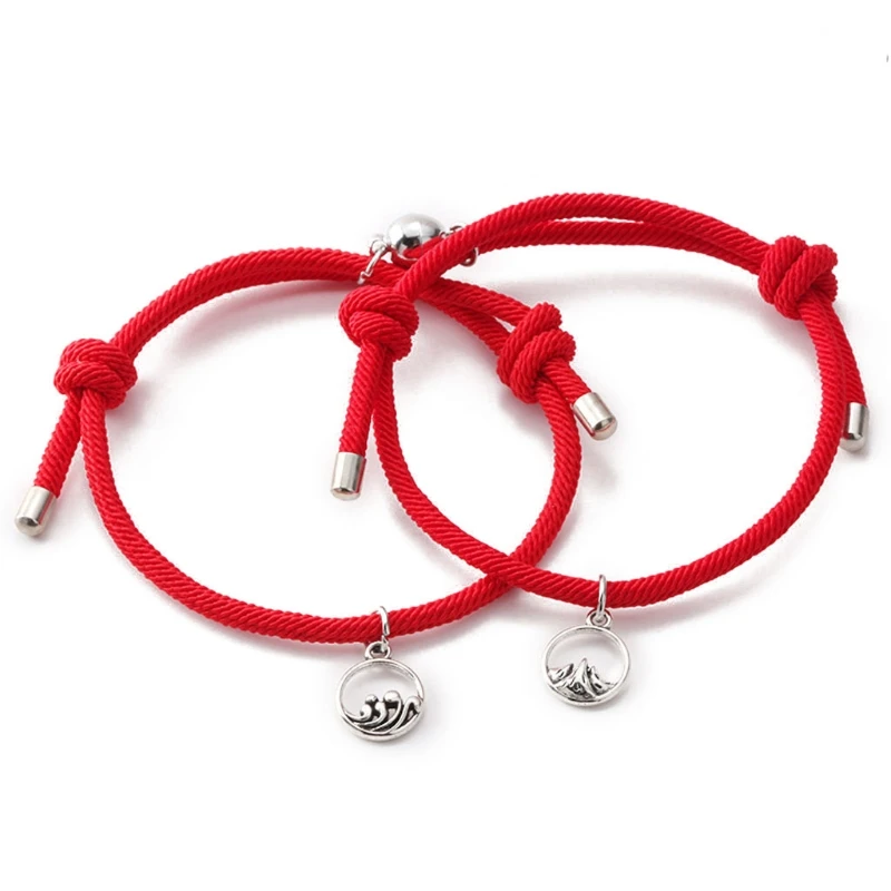 

2Pcs Minimalist Lovers Matching Friendship Bracelet Rope Braided Couple Magnetic Distance Bracelet Kit Lover Jewelry
