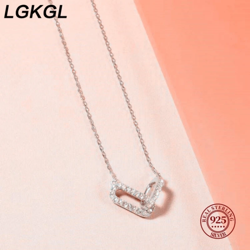 Двойное овальное ожерелье LGKGL из стерлингового серебра 925 пробы цепочка с двойным