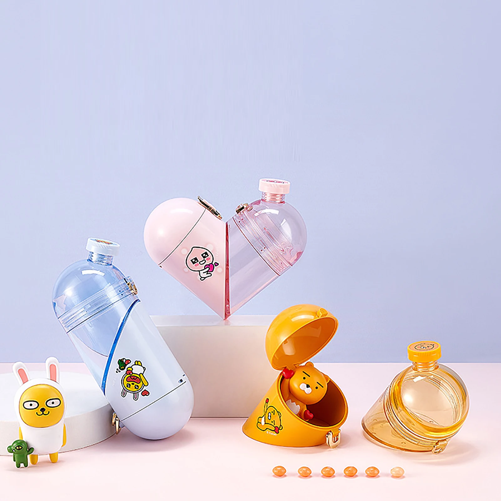 

Новая портативная веревочная бутылка для воды с сердцем, мультяшная чашка в форме сердца, уличная портативная чашка для воды, спортивная ча...