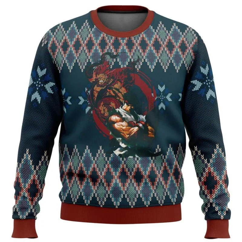Street Fighter Классическая Kolekcja Brzydki Świąteczny Sweter Gift Święty Mikołaj Pullover Мужская Bluza 3D I Top Jesień