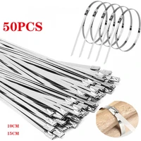 50 pieces stainless steel cable ties heavy duty self locking cable ties multifunctional metal exhaust winding locking cable ties