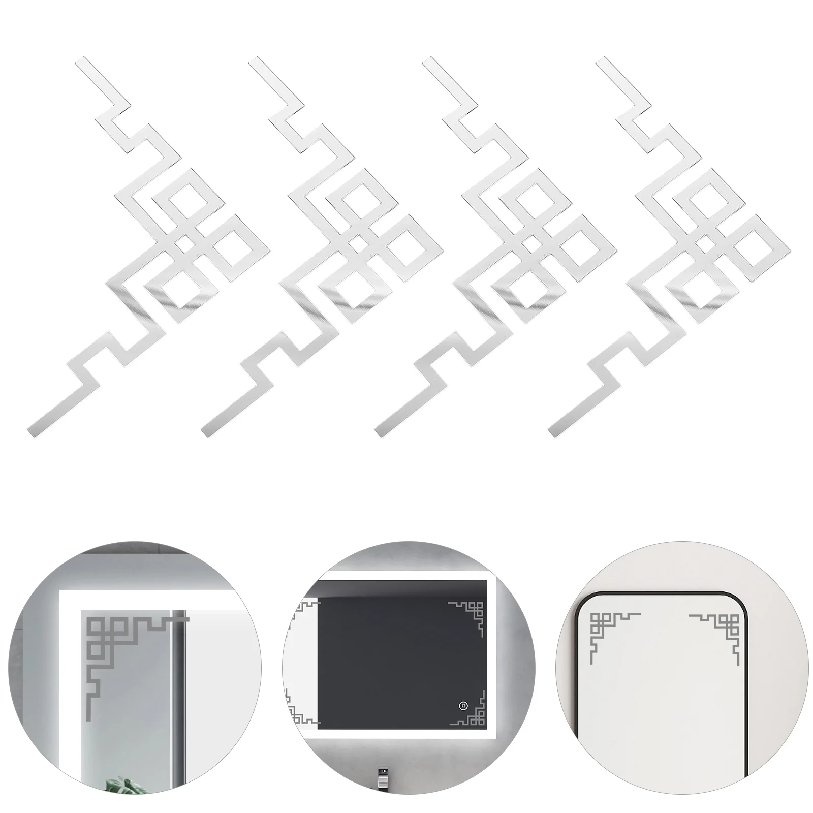 

4 Pcs Acrylic Wall Stickers Decals Furniture Mirror Borders Bathroom Peel Diagonal Paste Corner Self Adhesive