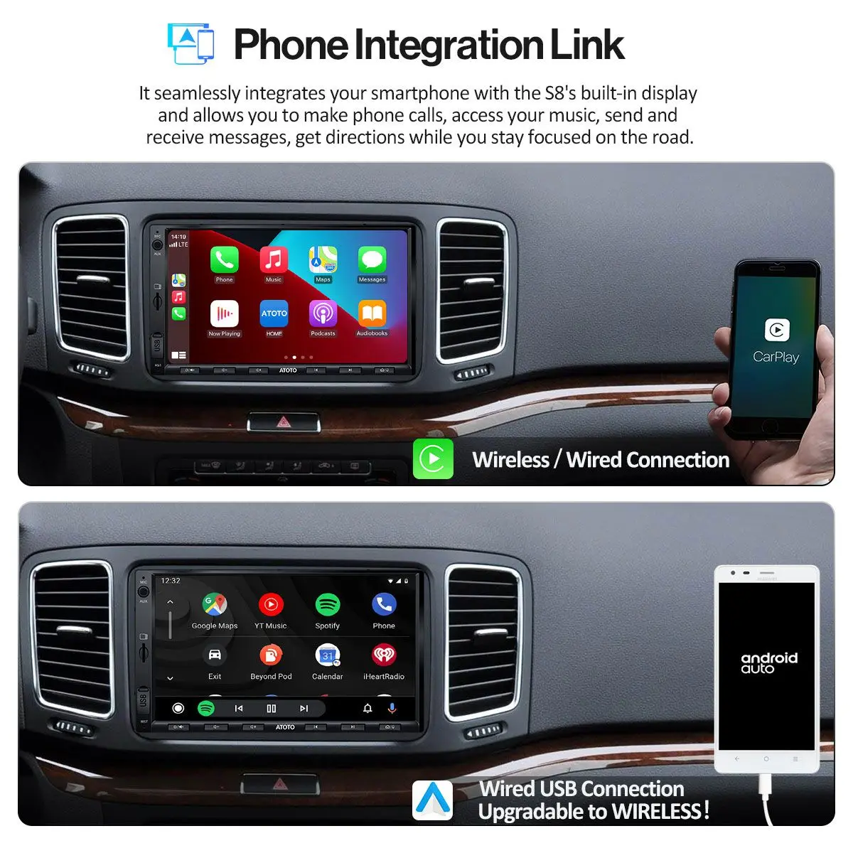 $260.55 ATOTO S8 7 Inch Touch Screen Android 10.0 2 Din Car Radio Multimedia Video Player with GPS Navigation System MAP and Bluetooth