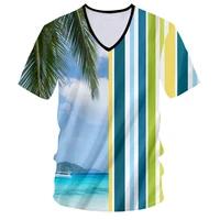 all matched hawaii casual v neck shirt irregular patchwork colorful striped and clear sea men oversize s 6xl cool trending tops