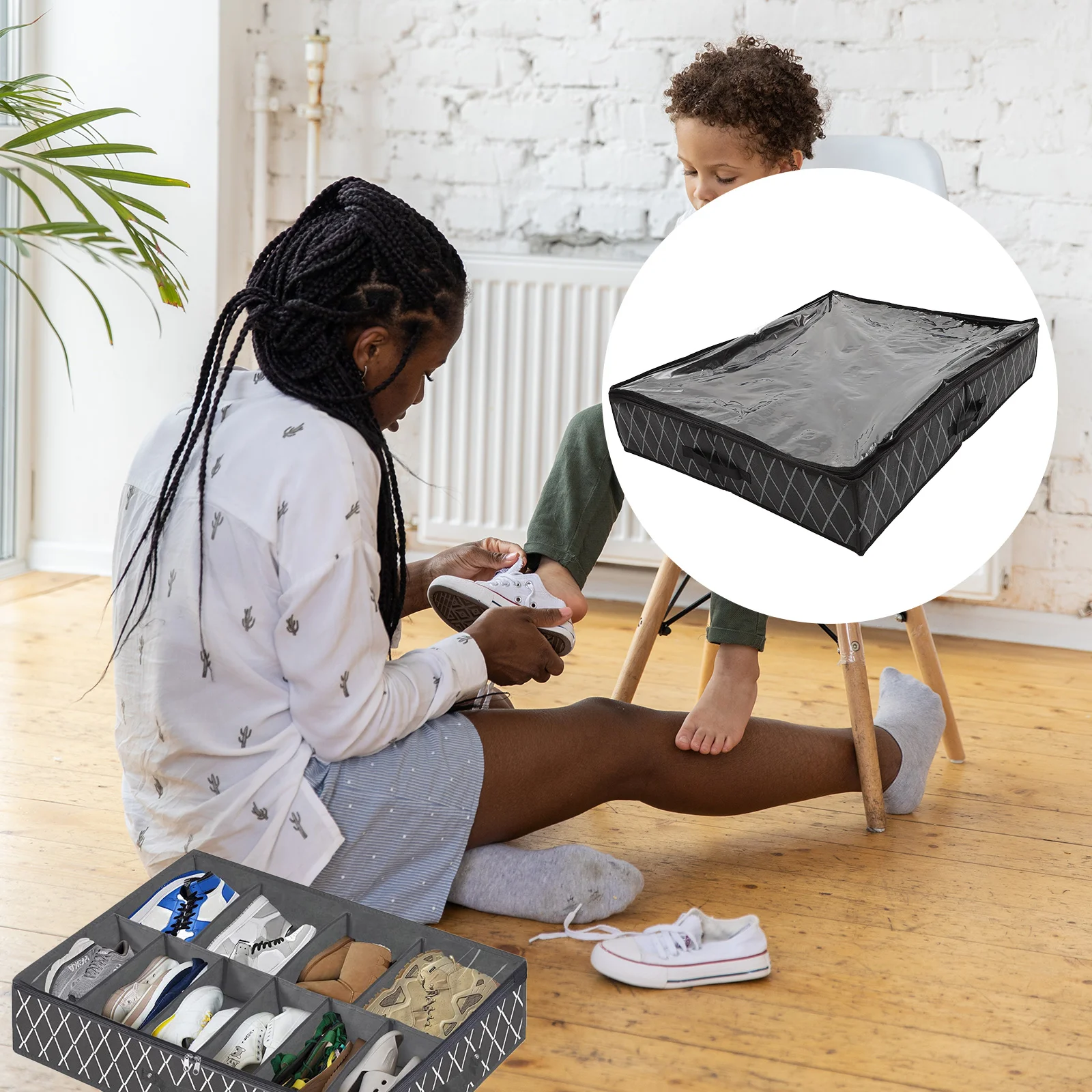 

Shoe Underbed Storagebed Organizer Bag Shoes Clothes Bags Container Box Foldable Containers Solution Closet Bins Fabric Home