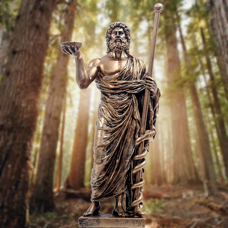 

Статуя Греческого бога Askler, статуя лотоса, золотая статуя из смолы, ремесла, аксессуары для украшения дома, художественные материалы, подарок