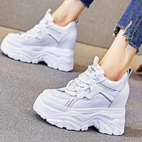 platform shoe women summer breathable cow leather ankle boots wedge high heel comfort chunky fashion sneaker 34 35 36 37 38 39